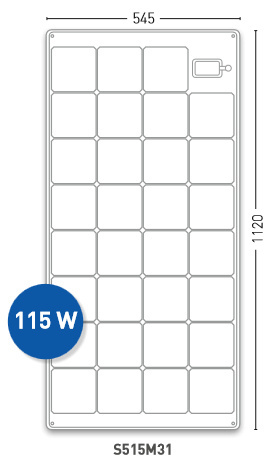 618115307 panel solarny Solara S515M31 serii Power M 115W, 12V, klasa morska, wyście kablowe na górze