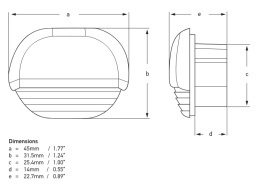 2JA 958 126-201 Lampa podstopniowa, światło czerwone, chromowana nakładka