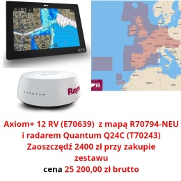 Axiom+ 12 MFD, RV 3D, sonar 600W (E70639), radar Quantum Q24C (T70243) i mapy LightHouse Europa Północna (R70794-NEU)