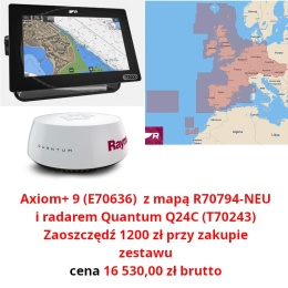 Axiom+ 9 wskaźnik MFD (E70636) z radarem Quantum Q24C (T70243) i mapami LightHouse Europa Północna (R70794-NEU)