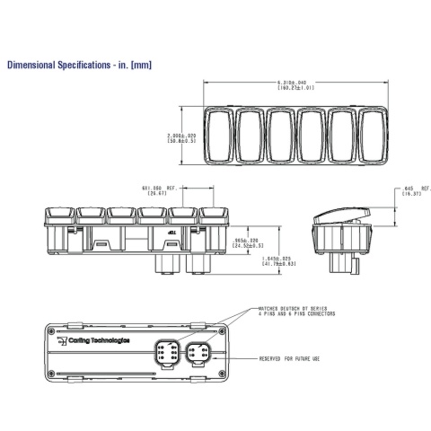 A3801-1 Sześć modułów przełączania cyfrowego VMM serii Contura II , chilowe WŁ. z niebieskim LED i kablem adaptera NMEA2000 0,2m