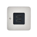 SC-TILE-21 Podwójne gniazdo ładowania wewnętrznego USB-C, seria TILE, 12/24V - ramka szczotkowana nierdzewna stal