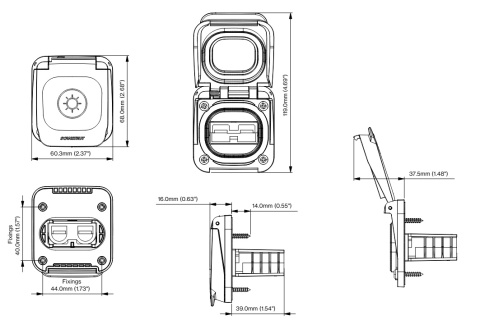 SC-V-S1 Złącze solarne Anderson 50A, czerwone, seria Ventura