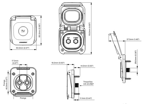 SC-V-TV1 Gniazdo połączenia SAT, seria Ventura