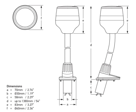 2LT 980 960-421 Lampa kotwiczna 2NM 1080mm Szybki montaż czarna obudowa