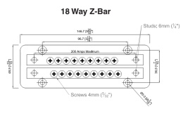 777-Z18W-200 Listwa minusowa Z-bar 200A, 18-drożna MC10